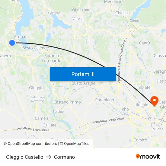 Oleggio Castello to Cormano map