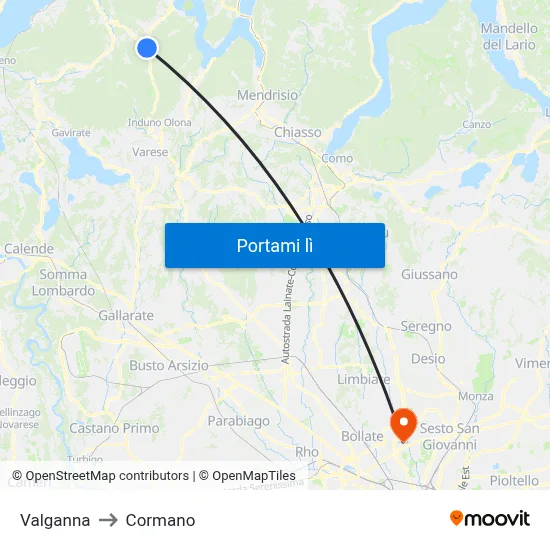 Valganna to Cormano map