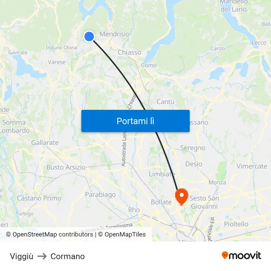 Viggiù to Cormano map