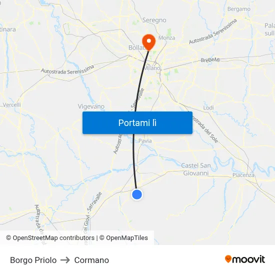 Borgo Priolo to Cormano map