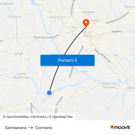 Gambarana to Cormano map