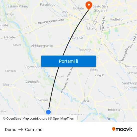 Dorno to Cormano map
