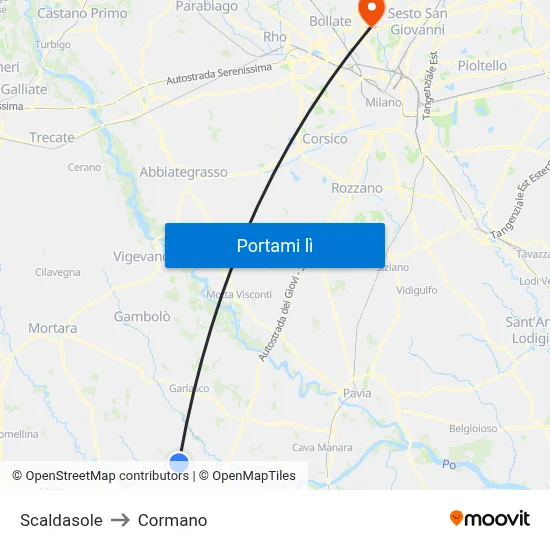 Scaldasole to Cormano map