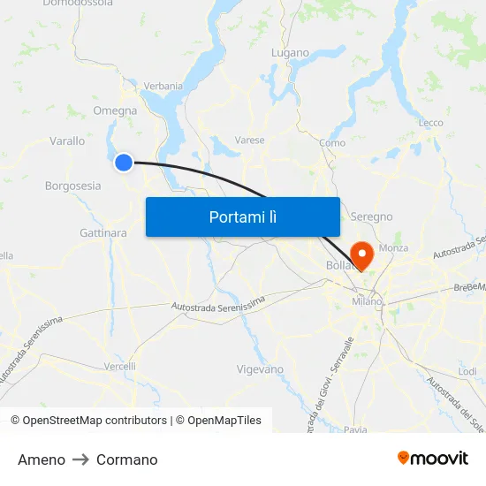 Ameno to Cormano map