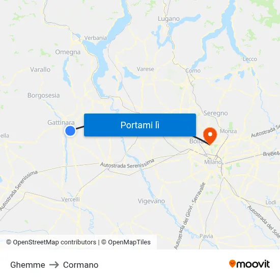 Ghemme to Cormano map