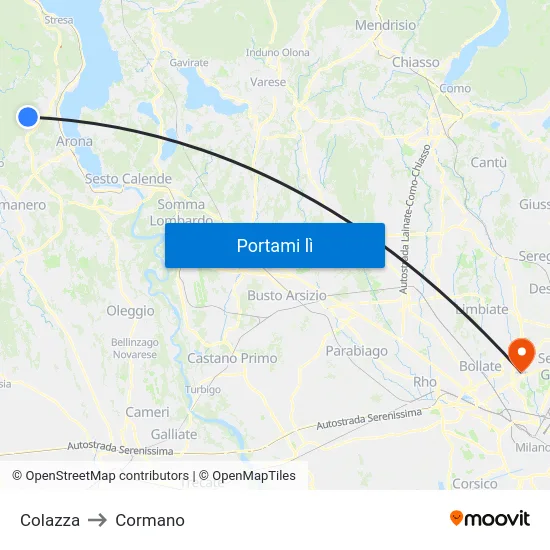 Colazza to Cormano map