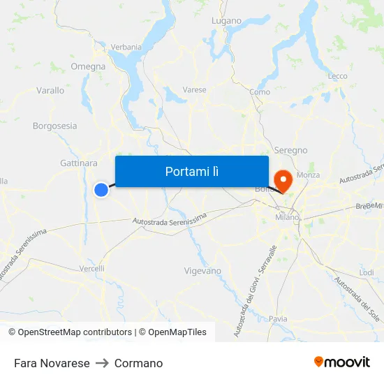 Fara Novarese to Cormano map