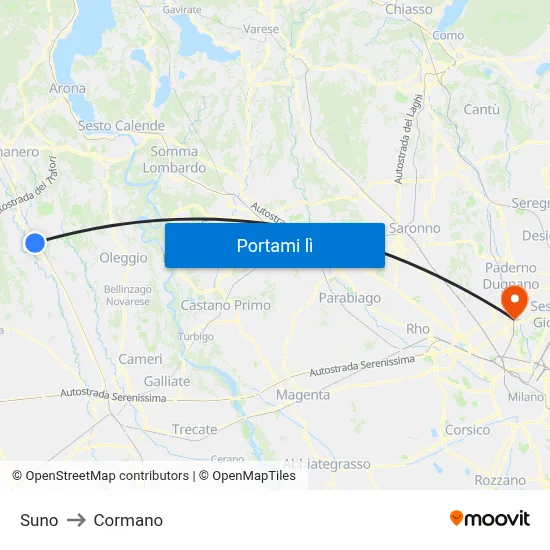 Suno to Cormano map