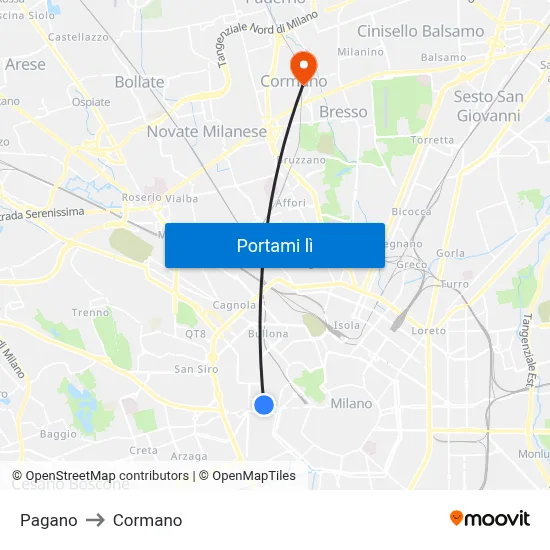 Pagano to Cormano map