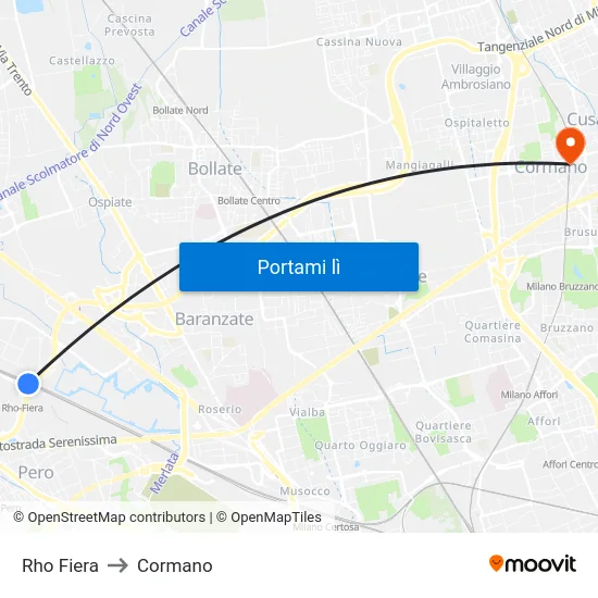 Rho Fiera to Cormano map