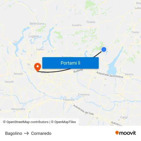 Bagolino to Cornaredo map