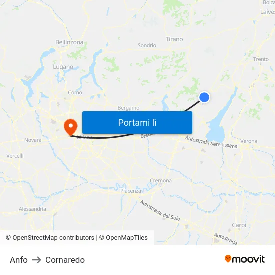 Anfo to Cornaredo map