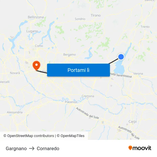 Gargnano to Cornaredo map