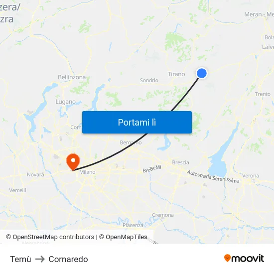 Temù to Cornaredo map