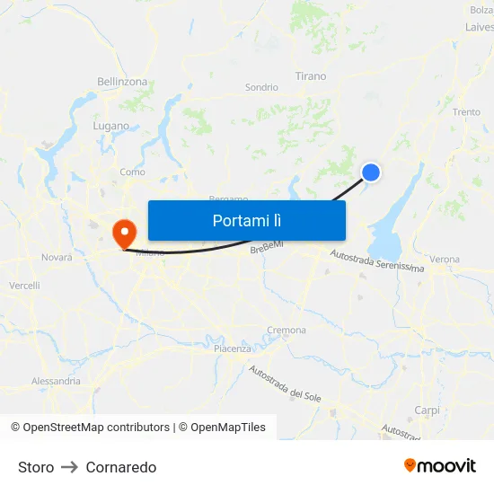 Storo to Cornaredo map