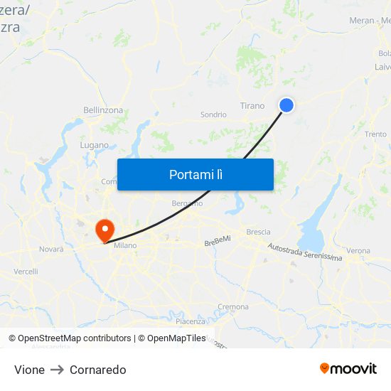 Vione to Cornaredo map