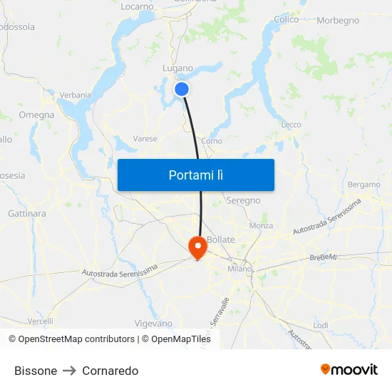 Bissone to Cornaredo map