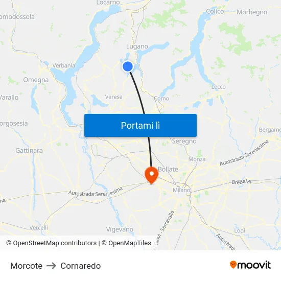 Morcote to Cornaredo map