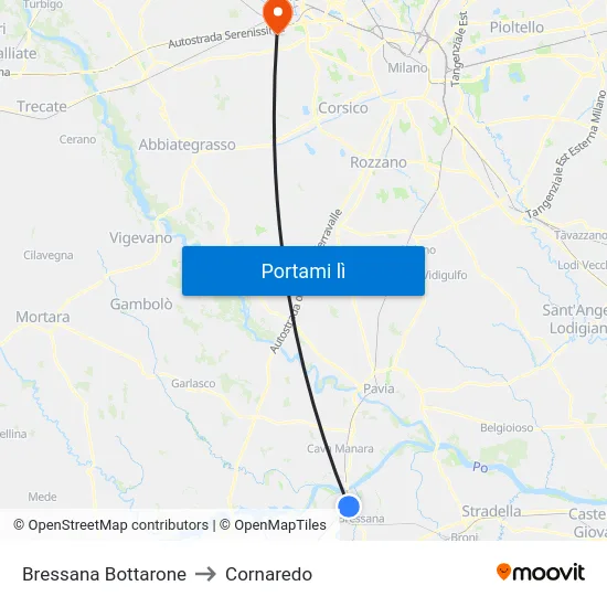 Bressana Bottarone to Cornaredo map