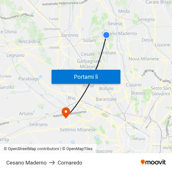 Cesano Maderno to Cornaredo map