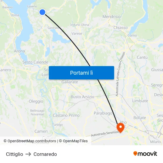 Cittiglio to Cornaredo map