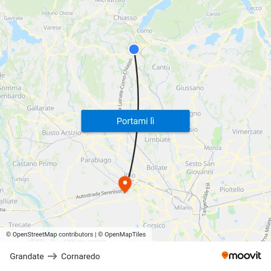 Grandate to Cornaredo map
