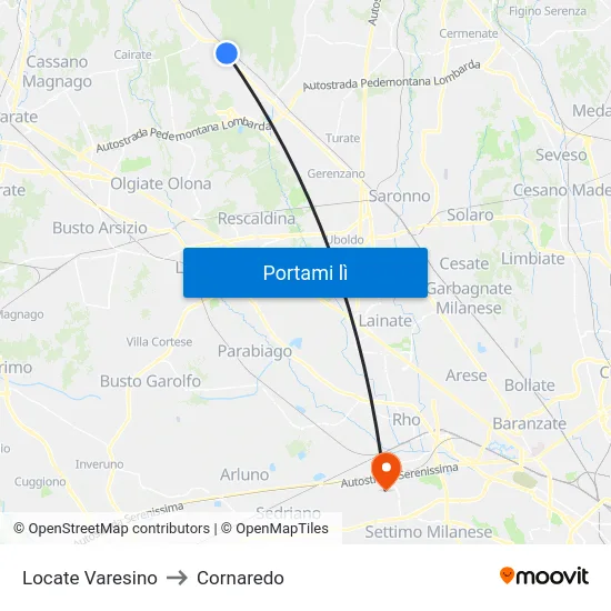 Locate Varesino to Cornaredo map