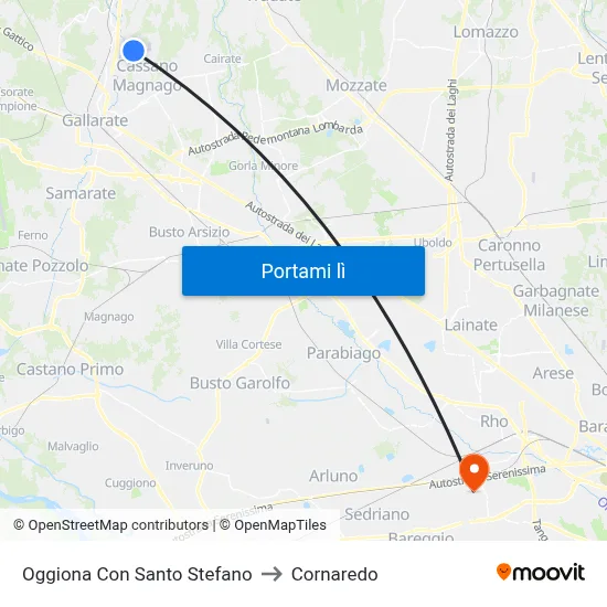 Oggiona Con Santo Stefano to Cornaredo map