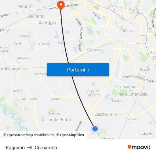 Rognano to Cornaredo map