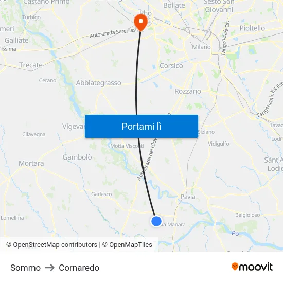Sommo to Cornaredo map