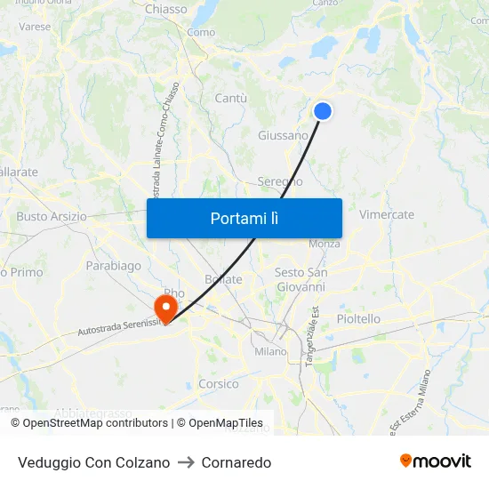 Veduggio Con Colzano to Cornaredo map