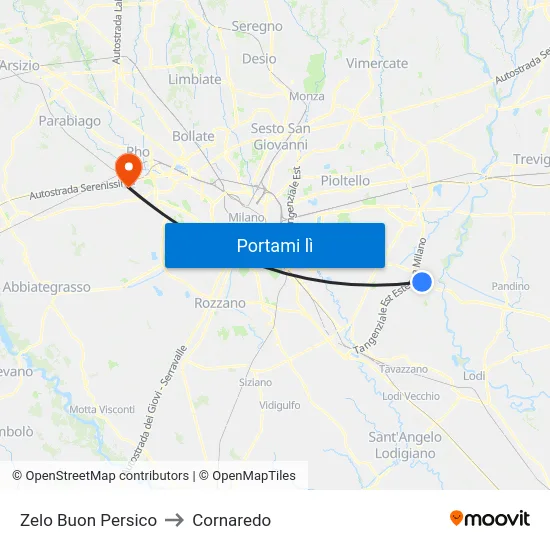 Zelo Buon Persico to Cornaredo map