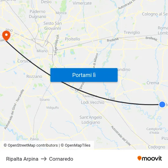 Ripalta Arpina to Cornaredo map
