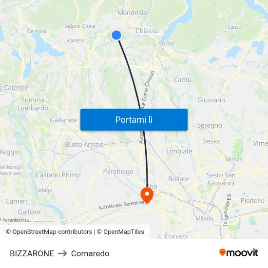 BIZZARONE to Cornaredo map