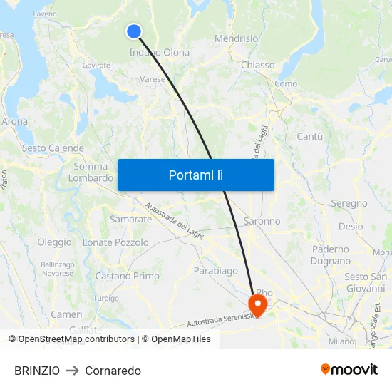 BRINZIO to Cornaredo map