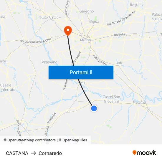 CASTANA to Cornaredo map