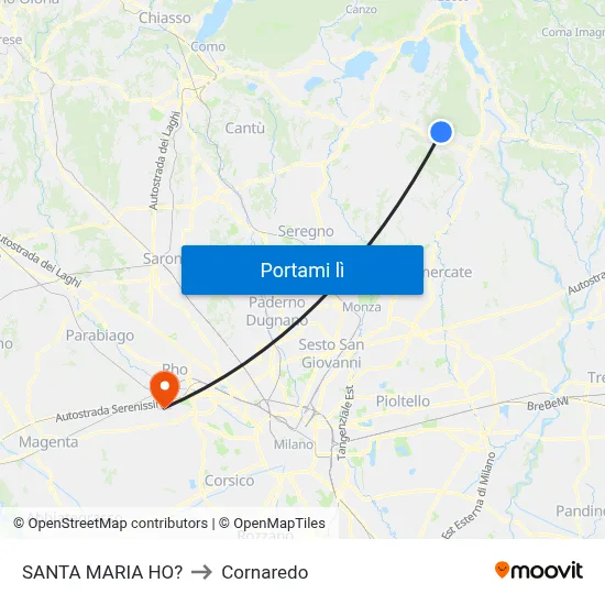 SANTA MARIA HO? to Cornaredo map