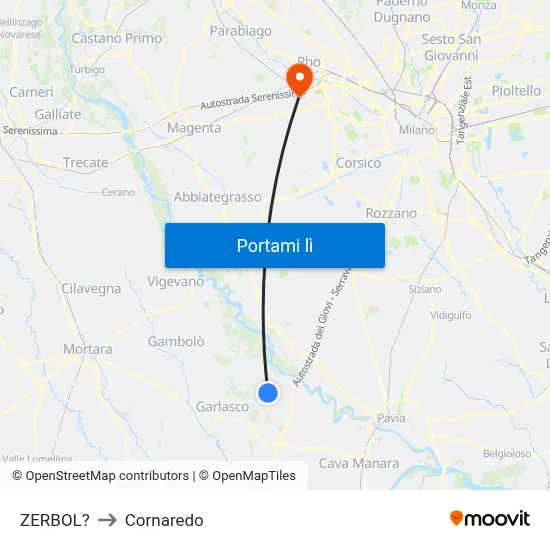 ZERBOL? to Cornaredo map