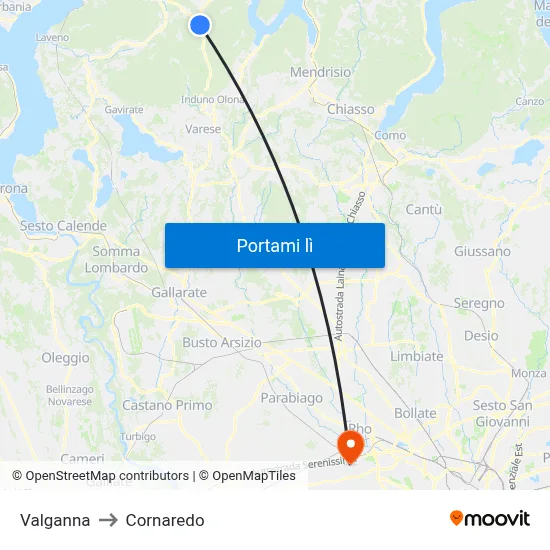 Valganna to Cornaredo map