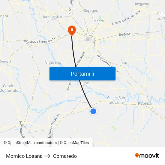 Mornico Losana to Cornaredo map