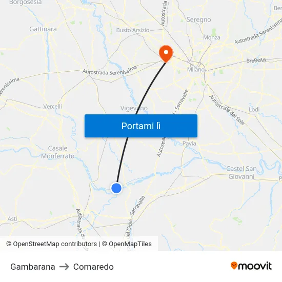 Gambarana to Cornaredo map