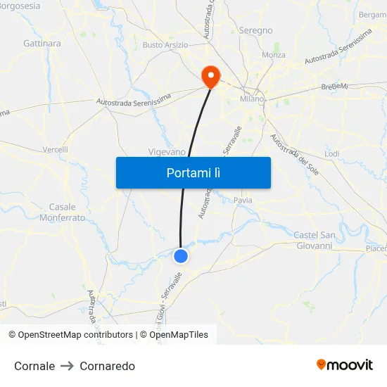 Cornale to Cornaredo map