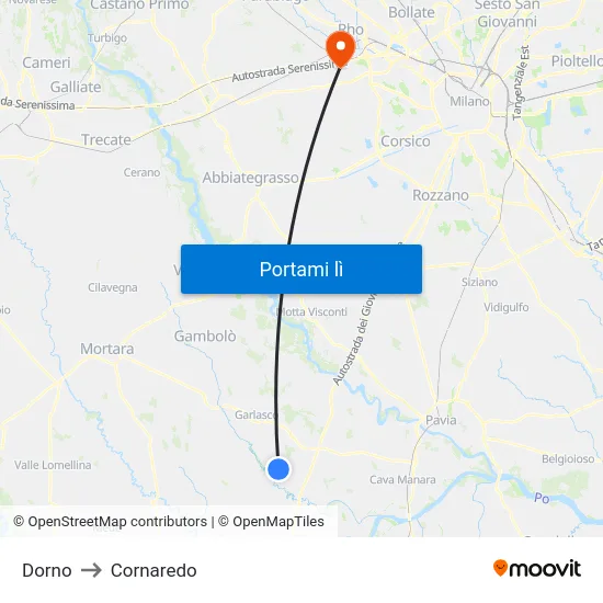 Dorno to Cornaredo map