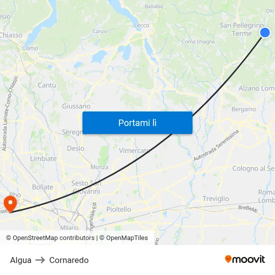 Algua to Cornaredo map
