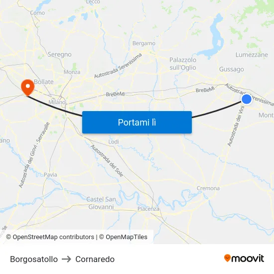Borgosatollo to Cornaredo map