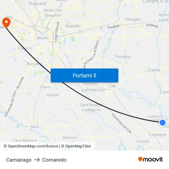 Camairago to Cornaredo map