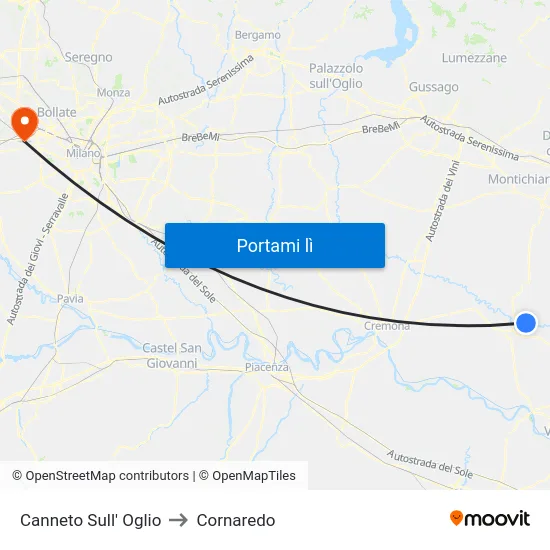 Canneto Sull' Oglio to Cornaredo map