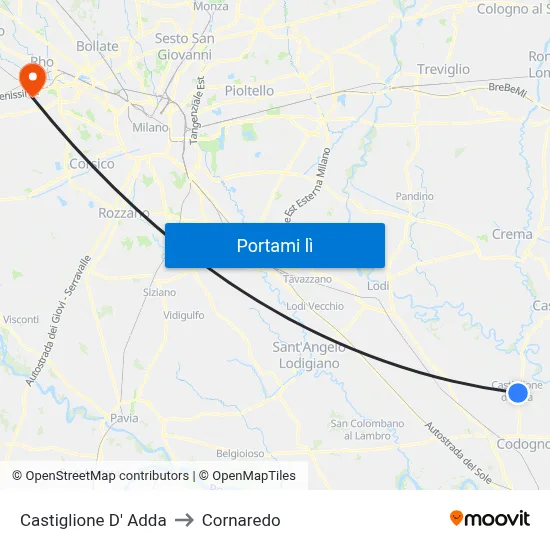Castiglione D' Adda to Cornaredo map