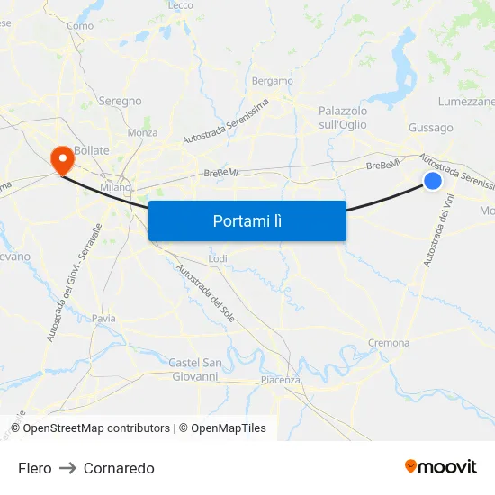 Flero to Cornaredo map