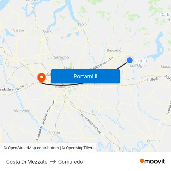 Costa Di Mezzate to Cornaredo map